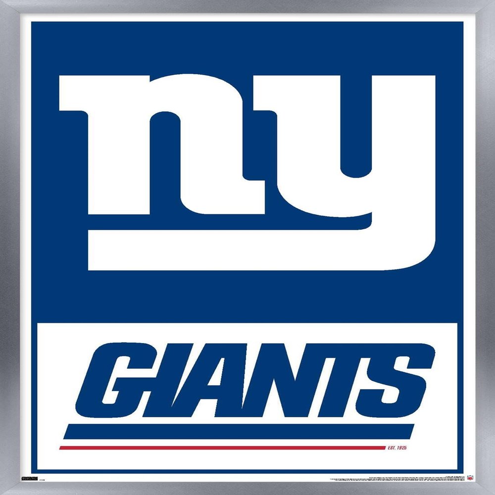 Trends International NFL New York Giants - Logo 21 Wall Poster, 34L x 22.4W, Silver Framed Version