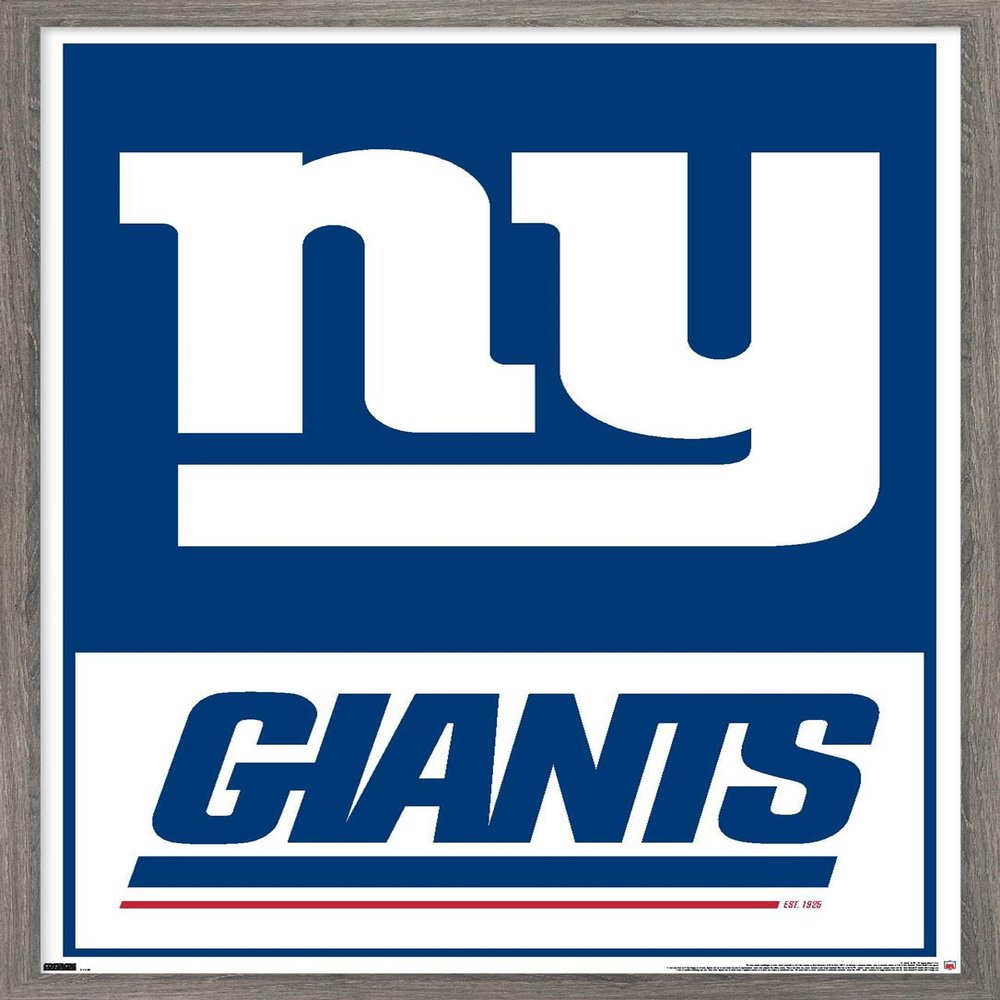 Trends International NFL New York Giants - Logo 21 Wall Poster, 34L x 22.4W, Barnwood Framed Version