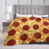3D Printer Customized Stylish Pattern with Texture Pepperoni Pizza Ultra-Soft Micro Fleece Blanket Air Conditioning Quilt for Men Winter,Lightweight Large Flannel Fleece Throw Blankets for Camping view 2