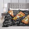 3D Printer Custom Popular Blackboard Background with Pizza Ultra-Soft Micro Fleece Blanket Air Conditioning Quilt for Boys Spring,Cozy Thick Flannel Fleece Throw Blankets for Bed view 4