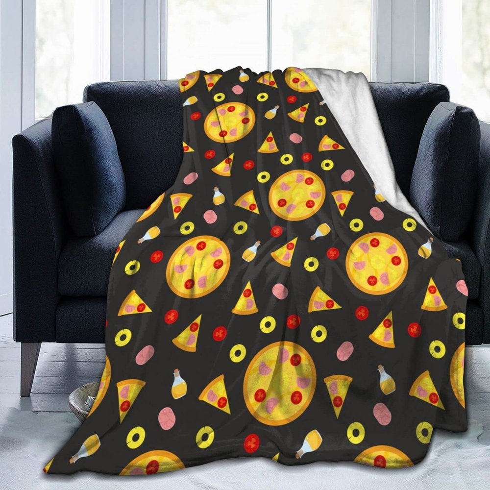 3D Printing Customized Hawaii Black Tomato Wine Bottle Pizza Ultra-Soft Micro Fleece Blanket Air Conditioning Blanket for Men Colder Weather,Comfortable Warm Flannel Fleece Throw Blanket for Couch