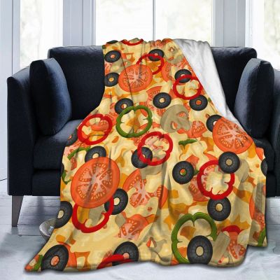 3D Printed Customized Fashionable Pattern with Texture Vegetarian Pizza Ultra-Soft Micro Fleece Blanket Air Conditioning Quilt for Women Spring,Comfy Thick Flannel Fleece Throw Blanket for Couch