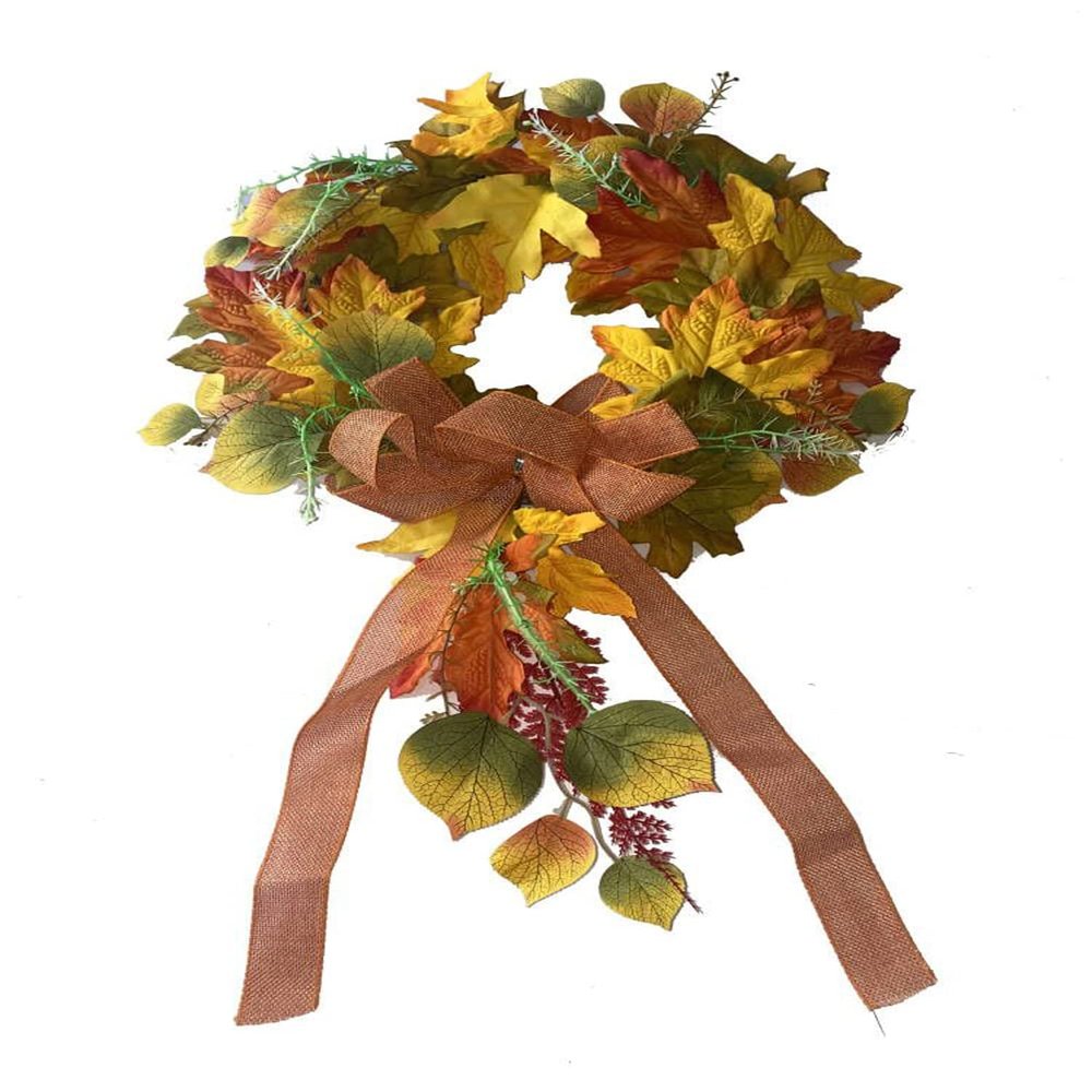 ACEVER Christmas Wreath Floral with Ribbons, Leaves for Home Room Garden Lintel Door Decoration