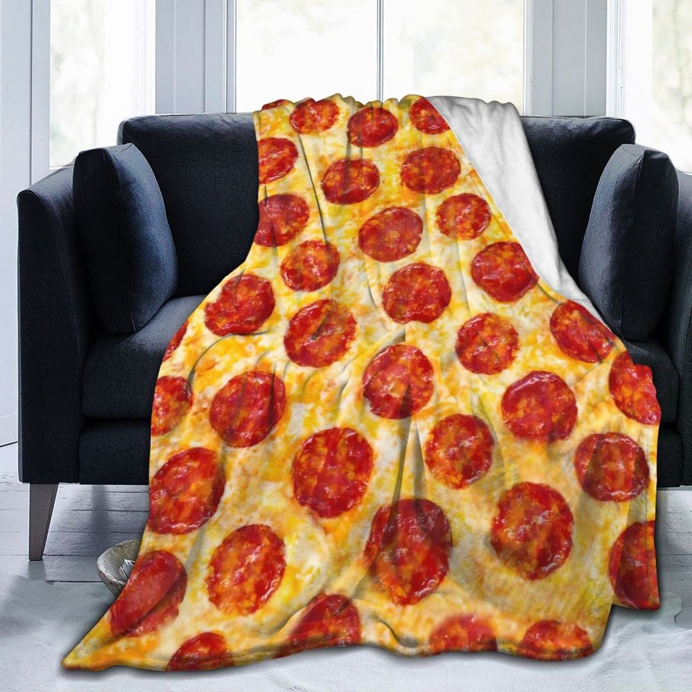 3D Printed Customized Beautiful Pepperoni Pizza Ultra-Soft Micro Fleece Blanket Air Conditioning Quilt for Kids All Seasons,Soft Large Flannel Fleece Throw Blankets for Cold Cinema