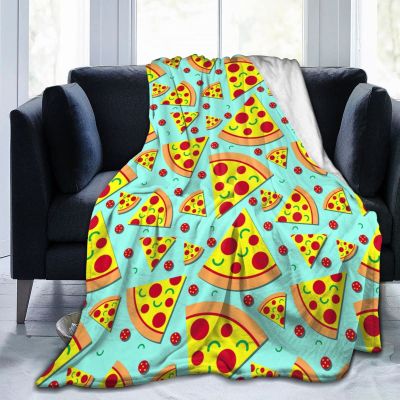 3D Printing Pepperoni Feast Colourful Pizza Slices Pattern Ultra-Soft Micro Fleece Blanket Air Conditioning Blanket for Boys Colder Weather, Thick Flannel Fleece Throw Blanket for Camping