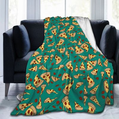 3D Printed Stylish Pizza Green Background Ultra-Soft Micro Fleece Blanket Air Conditioning Quilt for Kids Spring,Lightweight Large Flannel Fleece Throw Blankets for Couch