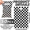 Chinco 50 Pcs Race Car Party Favors Race Car Goodie Bags Black and White Checkered Racing Treat Bags with Handles for Candy Goody Shower Birthday Decor, 6.4 x 10 Inch view 2