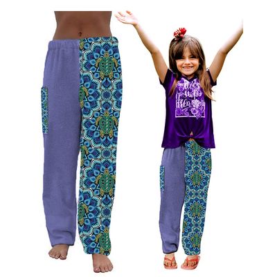 Towel Pants for Swimmers  Kids Small - Cotton Terry Towel Pants  Beach Coverup  Resort Wear  Swim wear - Purple Turtle Mandala (Kids S)