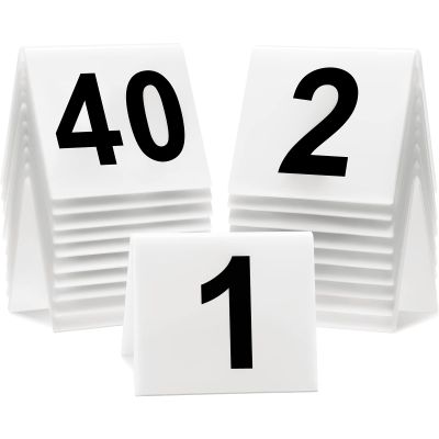 40-Piece Acrylic Table Numbers 1-40 - Double-Sided White Table Tents for Restaurant, Wedding, Party & Banquet