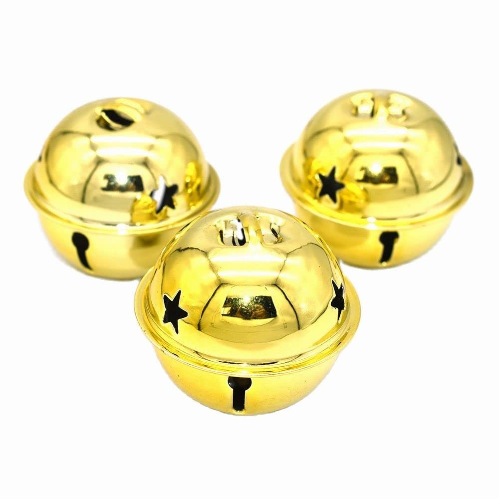 DUO ER 6pcs Jingle Bell Charms Large Gold Bell Christmas Bell Durable Bells Decoration Ornaments Pendant Bells for Cat Collar Christmas