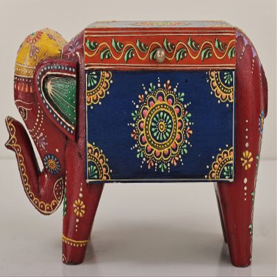 6" Hand Painted Elephant Decorated Boxes | Mango Wood | Handmade | Made In India - Mango Wood