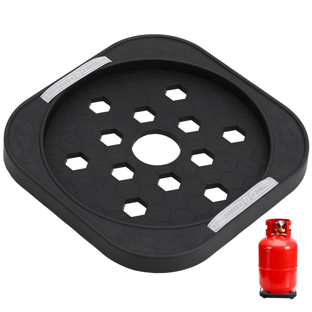 HEMOTON Gas Tank Tray Propane Tank Wheel Tray Propane Cylinder Base Gas Cylinder Fixed Shelf Propane Tank Dolly for Home Kitchen and Restaurant Use Deep Grey