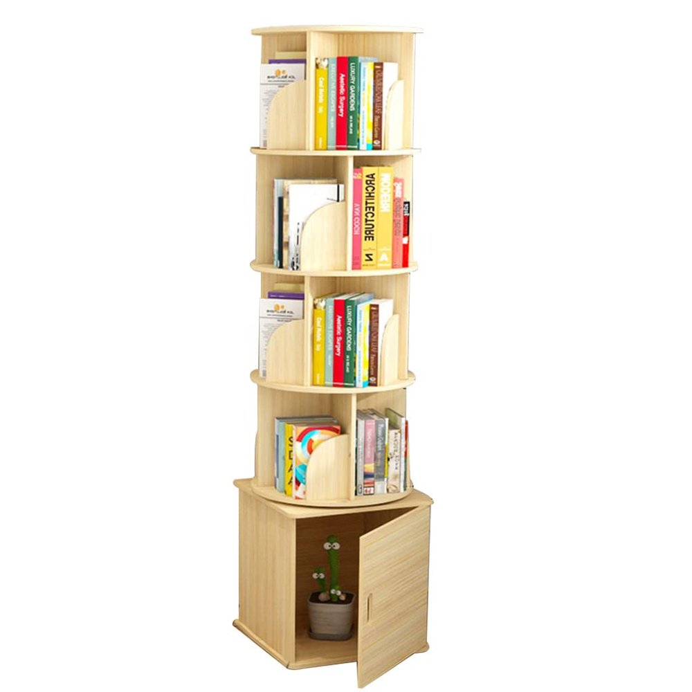 Bookcases Living Room Wooden Bookshelf with cabinets Office Magazine Storage Rack Children's Room can be rotated 360