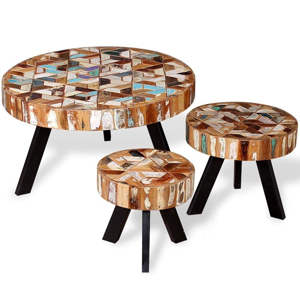 3 Piece Coffee Table Set with Metal Legs for Living Room and Office, Side Tables for Conversation Leisure Occasions, 27.6" x 15.7"