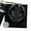 10th, 15th, 25th Wedding Anniversary Celebration Elegant Flourish Personalized Keepsake - Circle Crystal Christmas Ornament Any Anniversary Available view 1