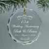 10th, 15th, 25th Wedding Anniversary Celebration Elegant Flourish Personalized Keepsake - Circle Crystal Christmas Ornament Any Anniversary Available view 2