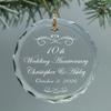 10th, 15th, 25th Wedding Anniversary Celebration Elegant Flourish Personalized Keepsake - Circle Crystal Christmas Ornament Any Anniversary Available view 3