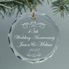 10th, 15th, 25th Wedding Anniversary Celebration Elegant Flourish Personalized Keepsake - Circle Crystal Christmas Ornament Any Anniversary Available view 4