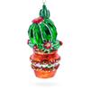 Decorated Cactus in a Pot Glass Christmas Ornament view 1