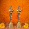 SHIVAJI ARTS Deep Lakshmi Statue Brass Home Temple Oil Wick Diya Pair Indian Handcrafted Gold Color Pack of 2 view 1