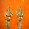 SHIVAJI ARTS Deep Lakshmi Statue Brass Home Temple Oil Wick Diya Pair Indian Handcrafted Gold Color Pack of 2 view 4