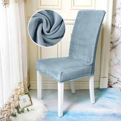 1/2/4/6 Pieces Velvet Shiny Fabric Chair Covers Universal Size Stretch Chair Covers Seat Case Slipcovers for Dining Room,Velvet,Blue,5Pcs