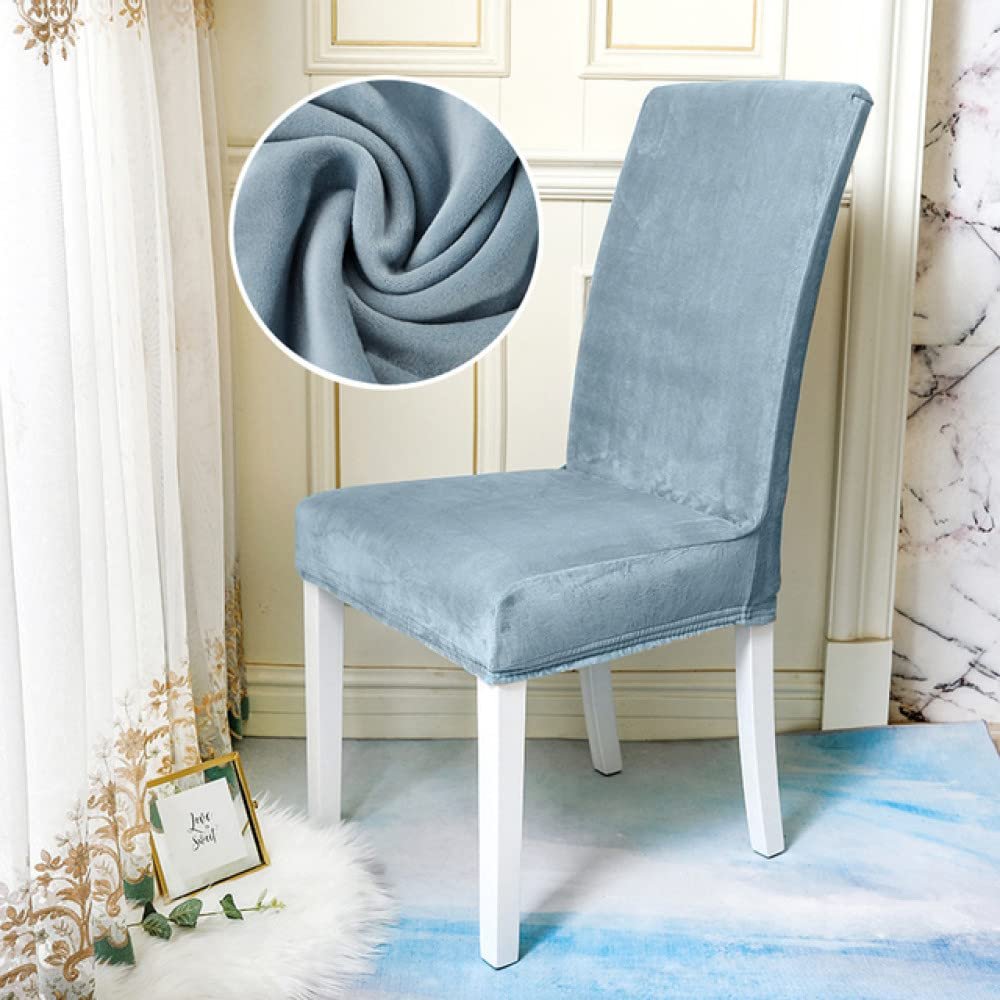 1/2/4/6 Pieces Velvet Shiny Fabric Chair Covers Universal Size Stretch Chair Covers Seat Case Slipcovers for Dining Room,Velvet,Blue,5Pcs