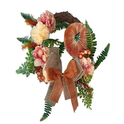 ACEVER Christmas Wreath Floral Pumpkin Bowknot for Home Room Garden Lintel Door Decoration