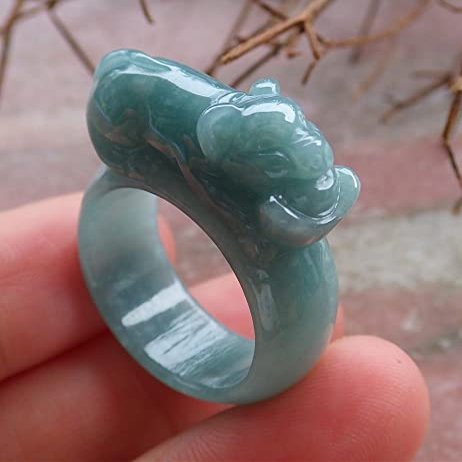 gojade Certified Green 100% Natural A Jade jadeite Pig Boar Circle Ring USA 8.75 (Inter Diameter: 18.80 mm) 532101 GS
