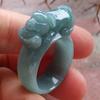 gojade Certified Green 100% Natural A Jade jadeite Pig Boar Circle Ring USA 8.75 (Inter Diameter: 18.80 mm) 532101 GS view 2