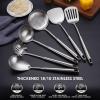 18/10 Stainless Steel Kitchen Utensils Set, 6 PCS All Metal Professional Cooking Utensils, 15" Long Kitchen Tools - Spatula, Ladle, Skimmer Spoon, Pasta Serve, Large Spoon, Slotted Spatula Tunner view 4