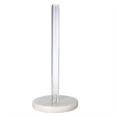 LIU- Clear Acrylic Paper Towel Holders with Marble Base Easy Tear Standing Roll Paper Towel Dispenser for Kitchen Bathroom Vanity Countertop