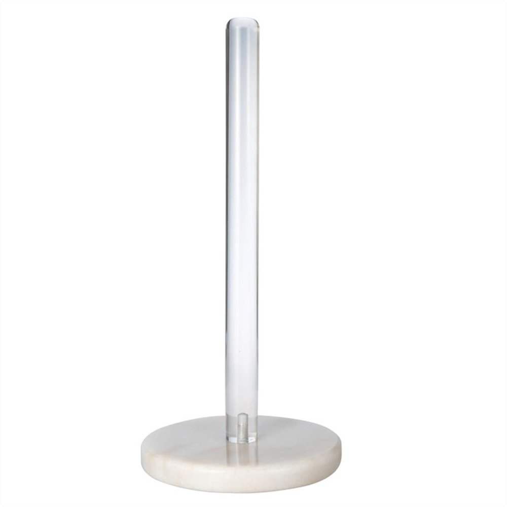 LIU- Clear Acrylic Paper Towel Holders with Marble Base Easy Tear Standing Roll Paper Towel Dispenser for Kitchen Bathroom Vanity Countertop