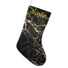 CUXWEOT Personalized Gold Stripes Black Christmas Stocking Customize Name Xmas Socks for Family Holiday Decorations Gift 17.52 x 7.87 Inch view 1