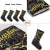 CUXWEOT Personalized Gold Stripes Black Christmas Stocking Customize Name Xmas Socks for Family Holiday Decorations Gift 17.52 x 7.87 Inch view 4