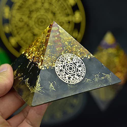 ZTBH Crystal Pyramid Obsidian Crushed Copper Orgon Pyramid for Chakra Reiki Healing Yoga Meditation Healing Crystals (Color : A)