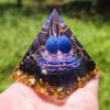 ZTBH Crystal Pyramid Lapis Lazuli Ball Obsidian Chip Stones Pyramid, Handmade Orgonite Pyramid Healing Crystals (Size : 8CM) view 4