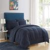 7 PC Bed-in-A-Beg Set Twin/Twin XL-Navy 100% Egyptian Cotton Lightweight Bedding Set Includes 1 Fitted, 1 Flat, 4 Pillow Case with 1 Baffle Box Stitched Comforter Fits Up to 15 Deep Pocket view 1