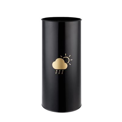 WXYZ Umbrella Stand Rack Black Metal Umbrella Stand, Home Hotel Office Umbrella Storage Rack with 4 Hooks, Waterproof and Rustproof Umbrella Bucket 20x45cm