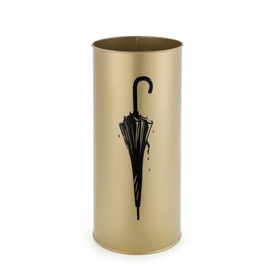 WXYZ Umbrella Stand Rack Golden Metal Umbrella Stand, Umbrella Bucket with 4 Hooks, Suitable for Home Office Hotel 20x45cm
