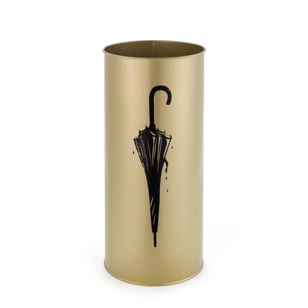 WXYZ Umbrella Stand Rack Golden Metal Umbrella Stand, Umbrella Bucket with 4 Hooks, Suitable for Home Office Hotel 20x45cm