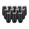 12 Pack Stemless Insulated Flute Glasses, 6 Oz Unbreakable Champagne Tumblers for Friends, Birthday, Christmas, Wedding (Black) view 1