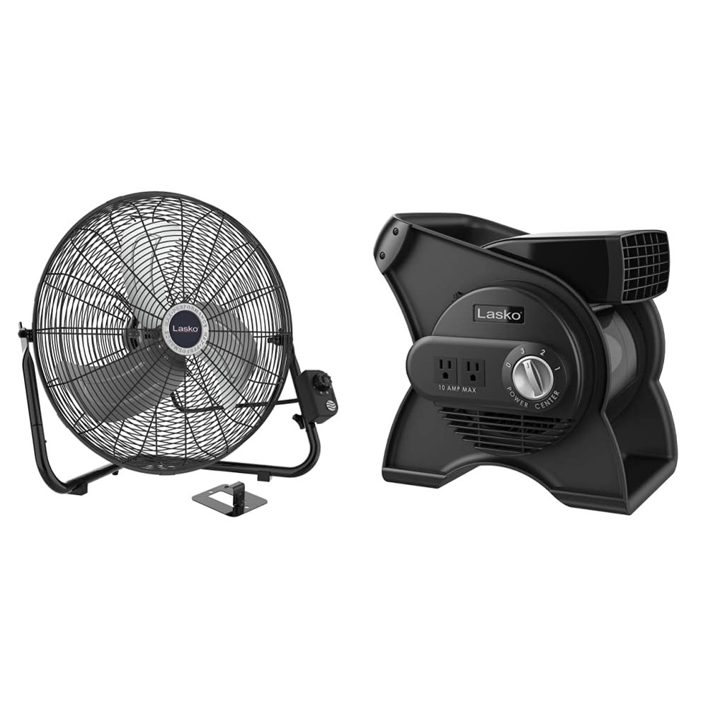 Lasko High Velocity Floor and Utility Blower Fans with Wall Mount and Pivoting Options, Black