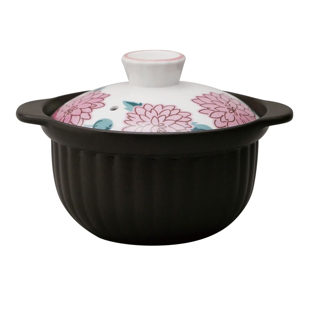 7223-0710 Rice Earthenware Pot, 2 Cups, Direct Fire, Microwave Compatible, Approx. 7.9 inches (20 cm), Thermatec Floral Pattern, Pion