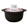 7223-0710 Rice Earthenware Pot, 2 Cups, Direct Fire, Microwave Compatible, Approx. 7.9 inches (20 cm), Thermatec Floral Pattern, Pion view 1