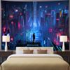 Aidatain Modern Night City Tapestry Extra large 108" 90" Futuristic Neon City Landscape Sci-fi Game Scene Aesthetics Wall Hanging Art Flannel Tapestries for Bedroom Living Room GTWHAT1241 view 2