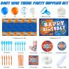 Chengu Dart Battle Birthday Party Decorations Supplies Include Gun Theme Backdrop,dart Tablecloth Balloons Kit Cups Plates Napkins Tableware Set for Kids Birthday Party Favor view 2