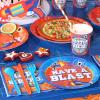 Chengu Dart Battle Birthday Party Decorations Supplies Include Gun Theme Backdrop,dart Tablecloth Balloons Kit Cups Plates Napkins Tableware Set for Kids Birthday Party Favor view 3