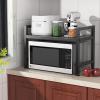 CGF- Microwave Oven Rack, Kitchen Shelf Counter Toaster Storage Stand Hight Adjustable Office Printer Work Station Racks with 6 Hooks view 3