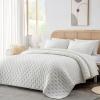 HIARUO 3-Piece King Quilt Set - Soft Warm Ultrasonic Reversible Coverlet Bedspread Set (104 x 90 Inch) with 2 Pillow Sham (20 x 36 Inch), White view 1